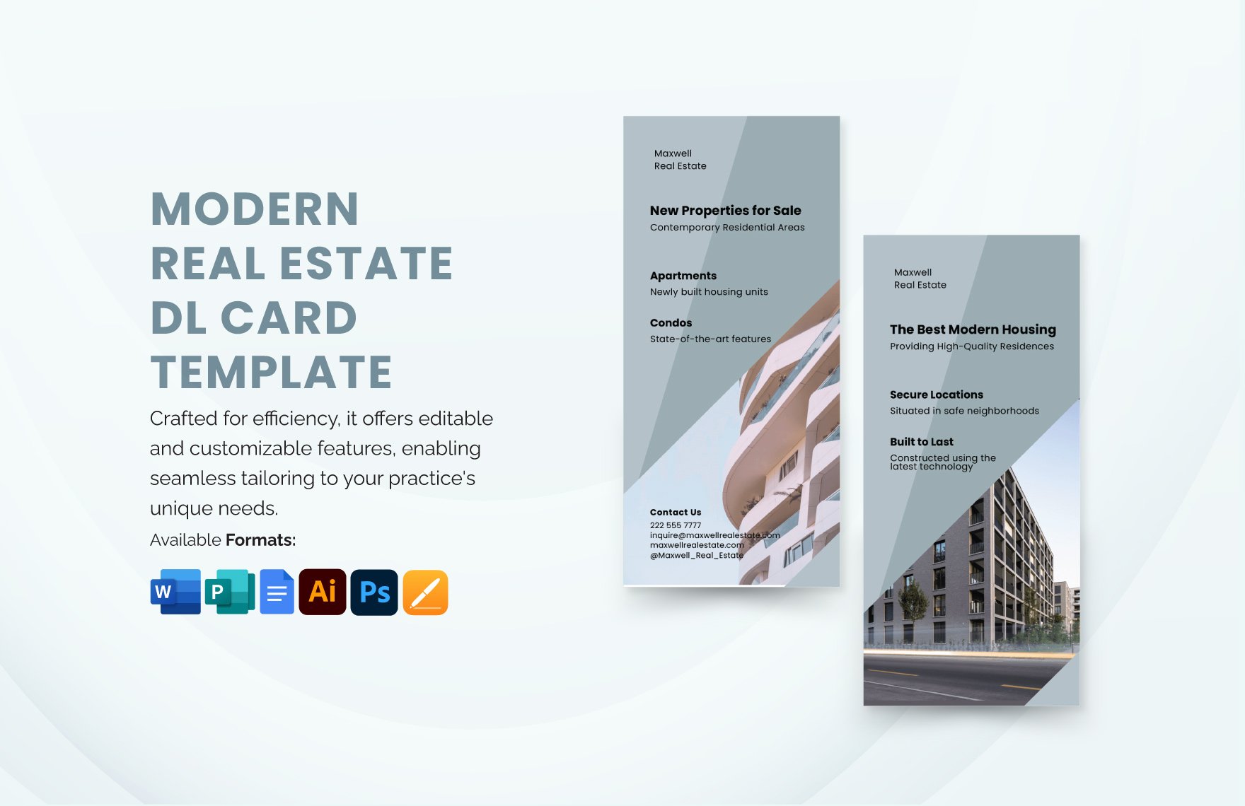 Modern Real Estate DL Card Template in Word, Google Docs, Illustrator, PSD, Apple Pages, Publisher