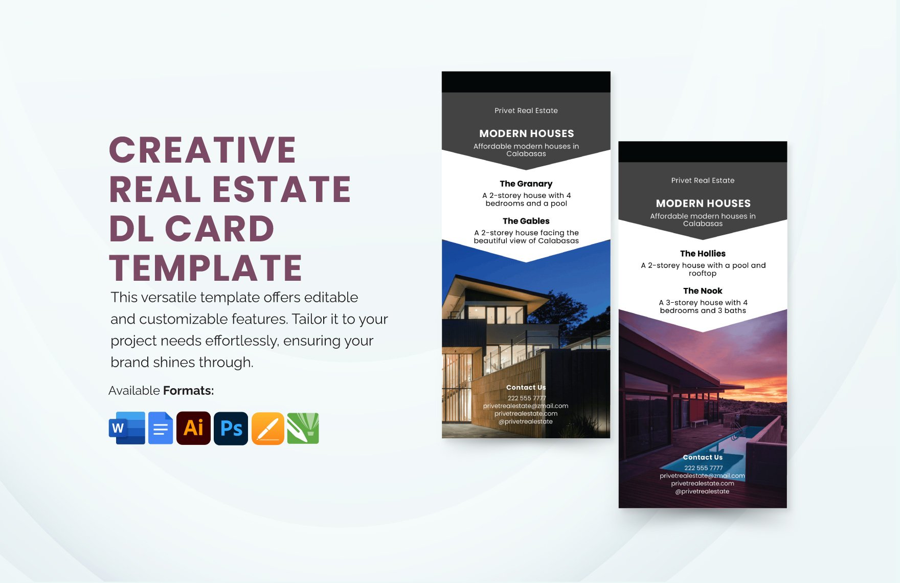 Creative Real Estate DL Card Template in Word, Google Docs, Illustrator, PSD, Apple Pages, CorelDRAW