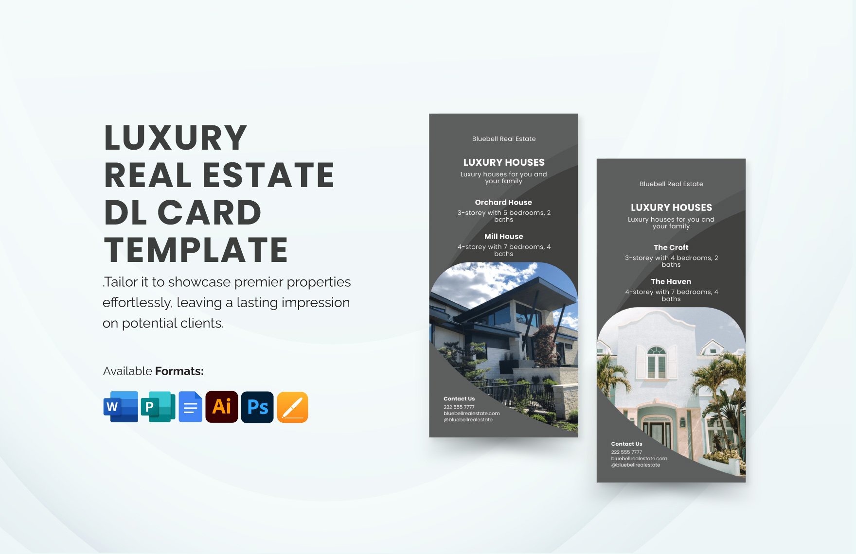 Luxury Real Estate DL Card template in Word, Google Docs, Illustrator, PSD, Apple Pages, Publisher