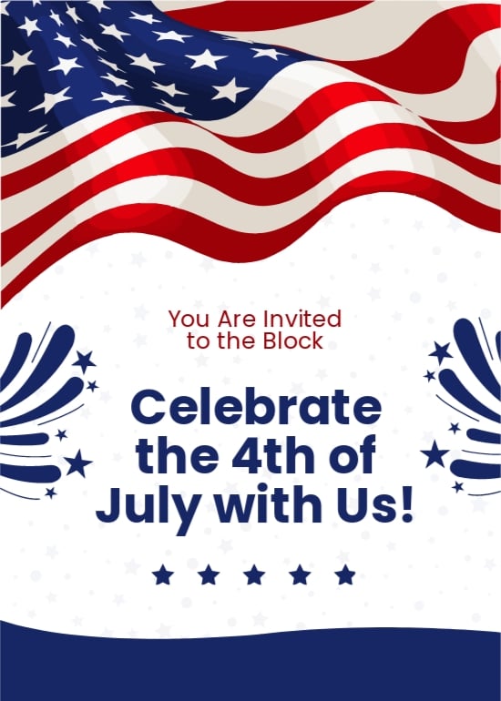 4th Of July Block Party Invitation Template