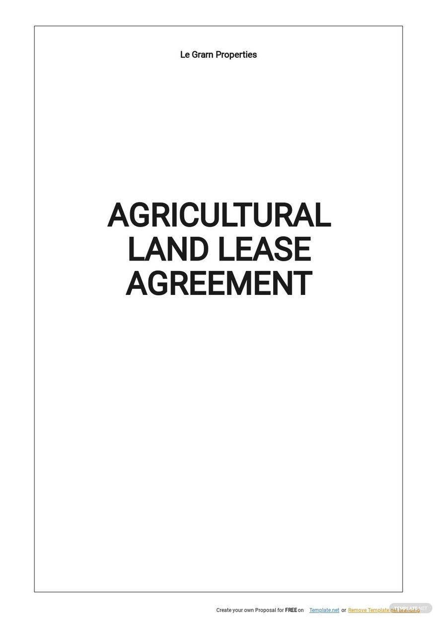 Agricultural Lease Agreement Template