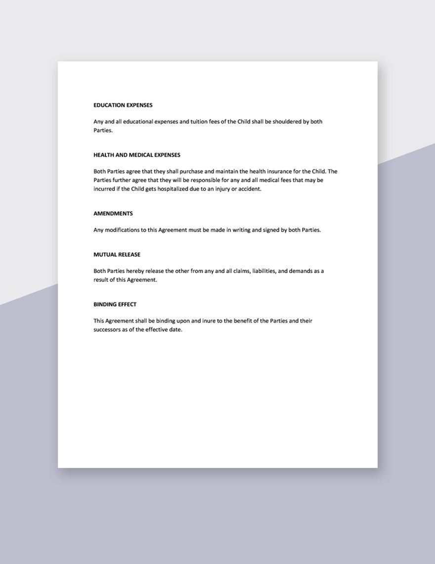 Basic Parenting Agreement Template