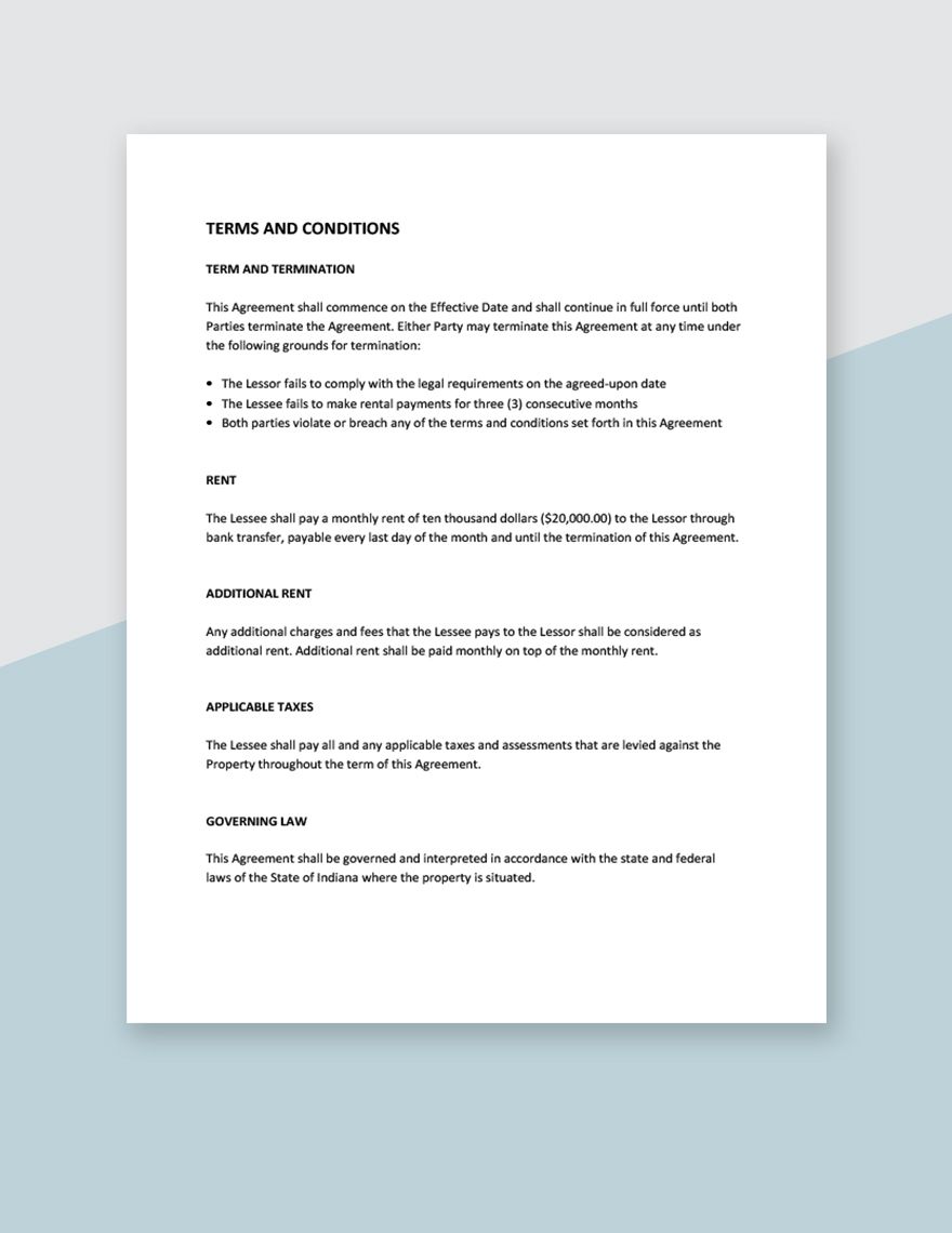 Blank Land Lease Agreement Template
