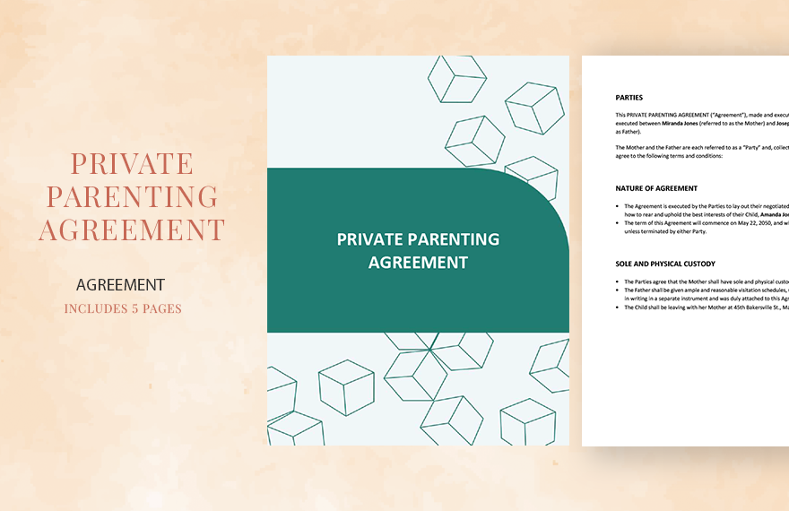 Private Parenting Agreement Template in Word, Google Docs, PDF, Apple Pages