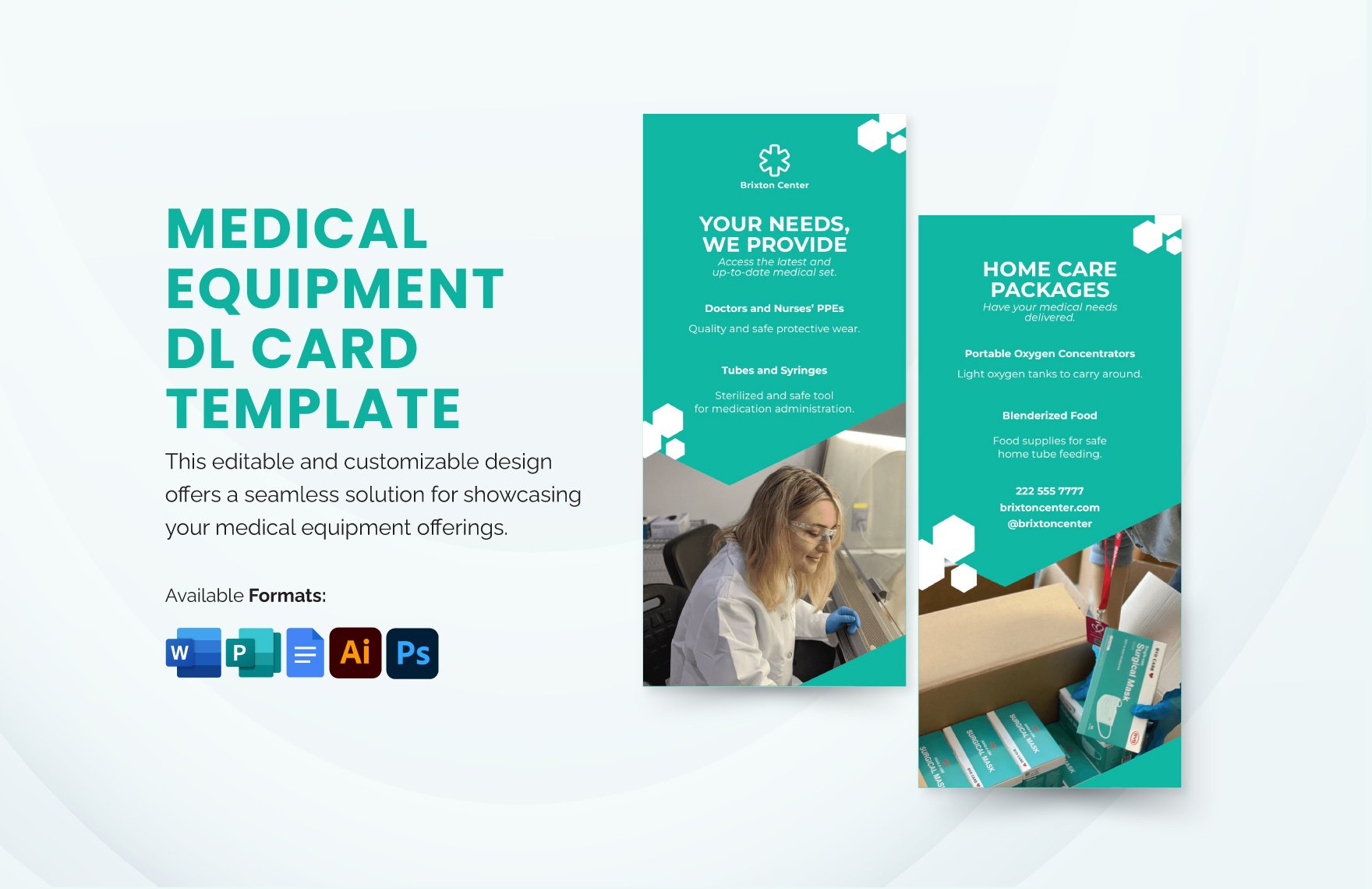 Medical Equipment DL Card Template in Word, Google Docs, Illustrator, PSD, Publisher