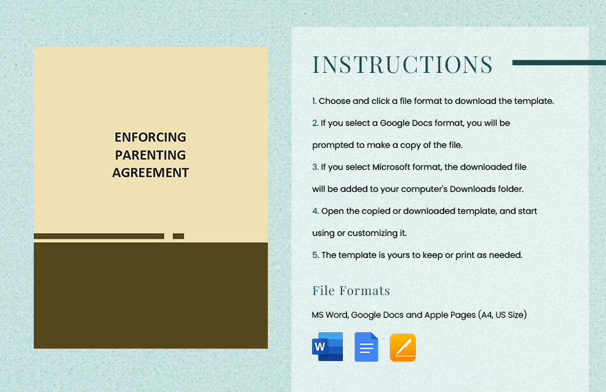 Enforcing Parenting Agreement Template