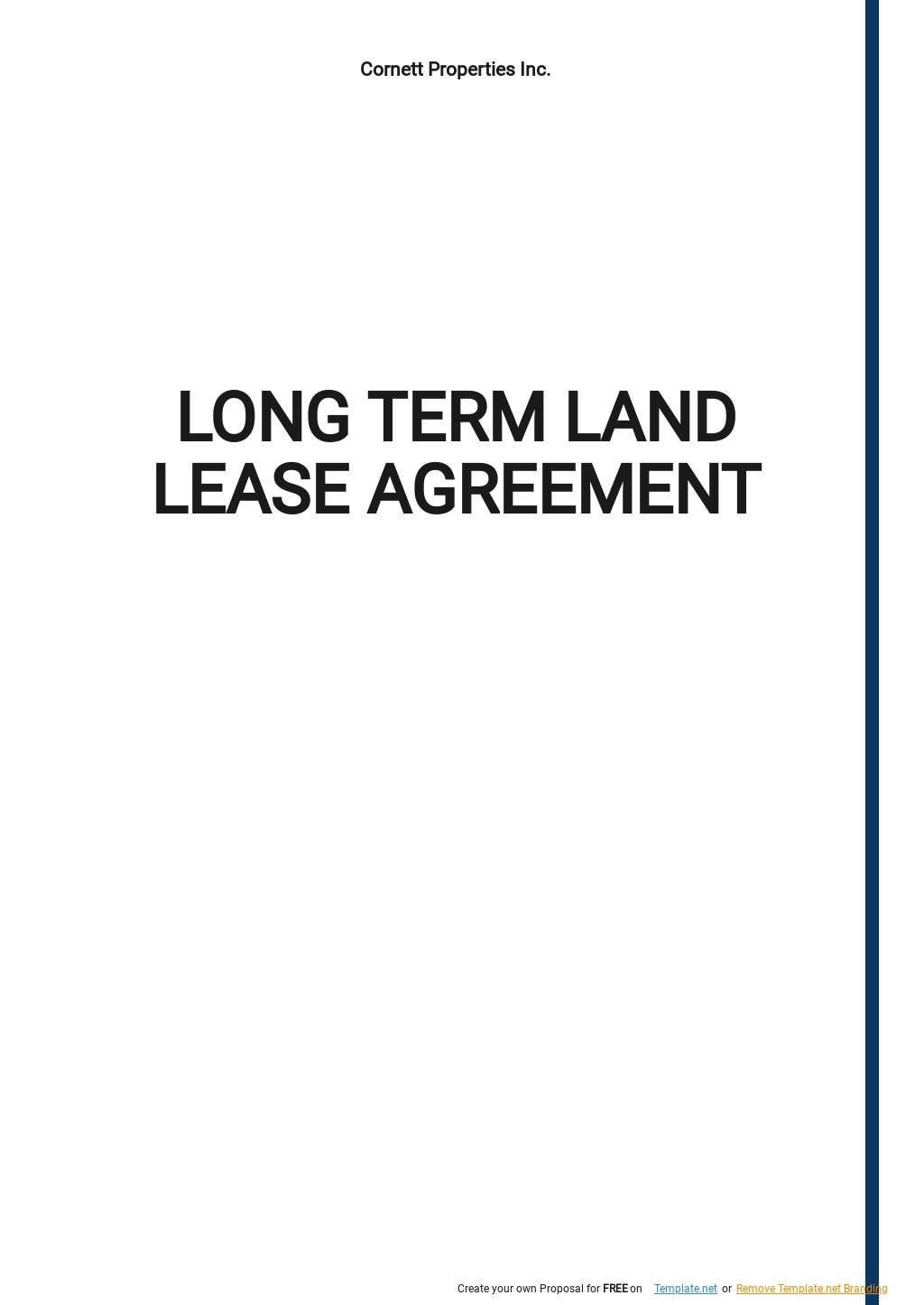 Long Term Land Lease Agreement Template