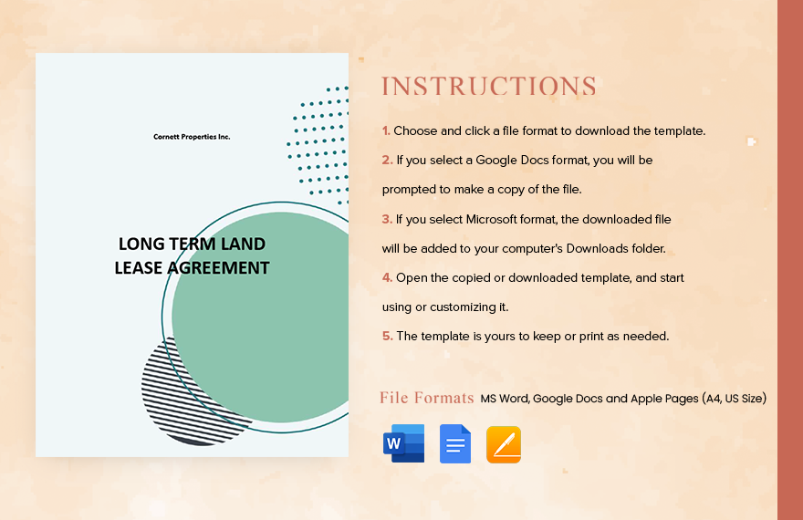 Long Term Land Lease Agreement Template