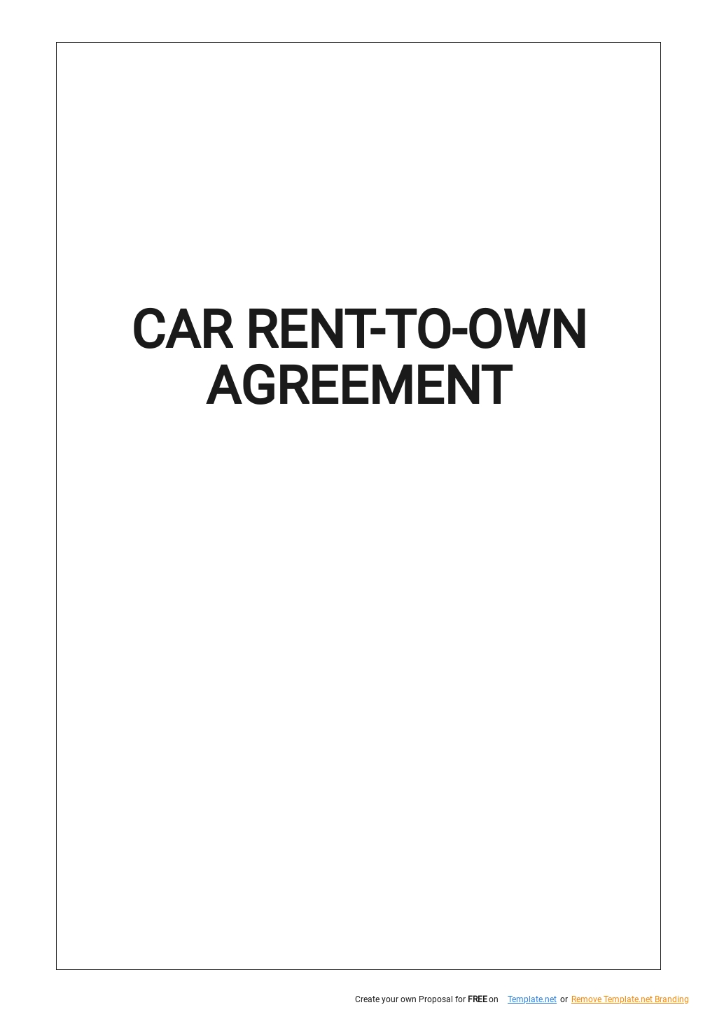 Car Rent To Own Agreement Template Google Docs Word Apple Pages