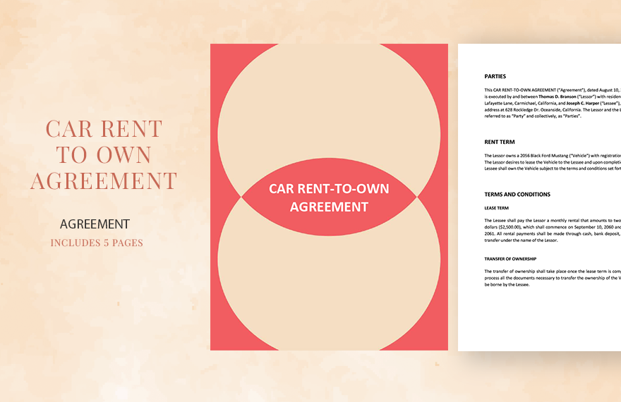 Car Rent To Own Agreement Template 