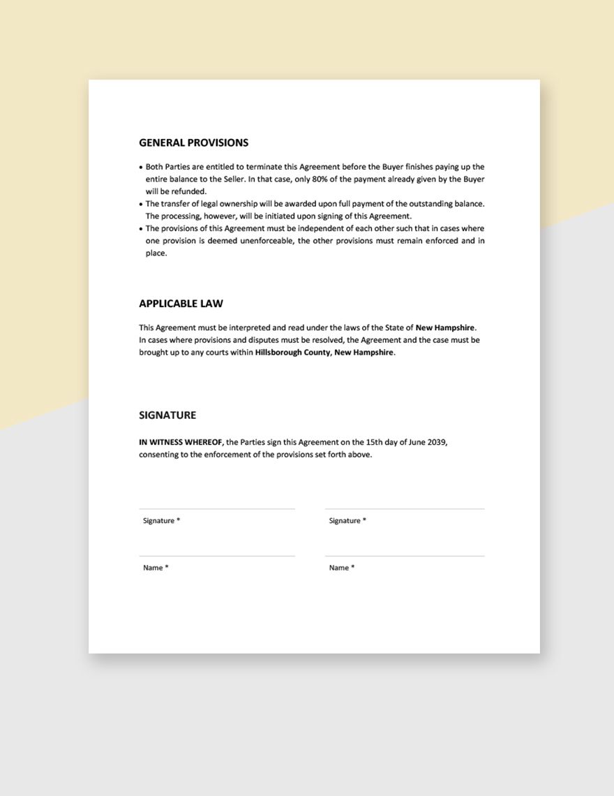 Business Bill of Sale Purchase Agreement Template