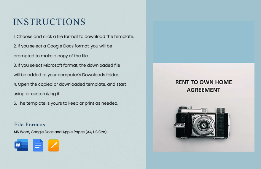 Rent to Own Home Agreement Template