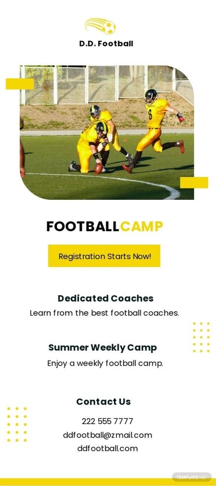 Football Camp DL Card Template in Word, Google Docs, Publisher