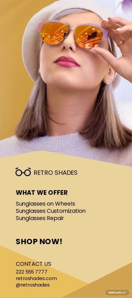 SunGlasses Fashion Store Rack Card Template in Word, Illustrator, PSD