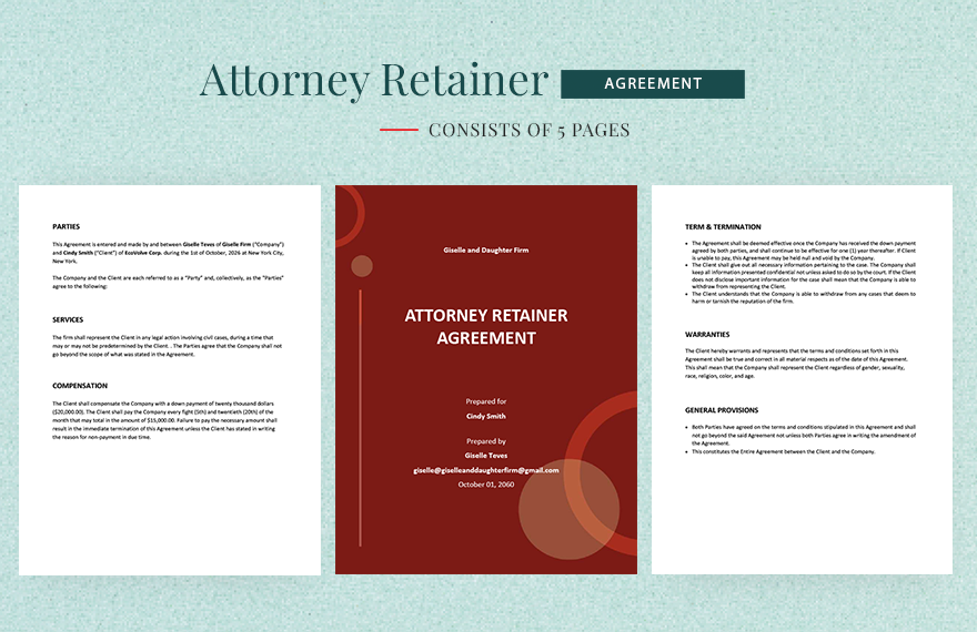 Attorney Retainer Agreement Template in Word, Google Docs, Apple Pages