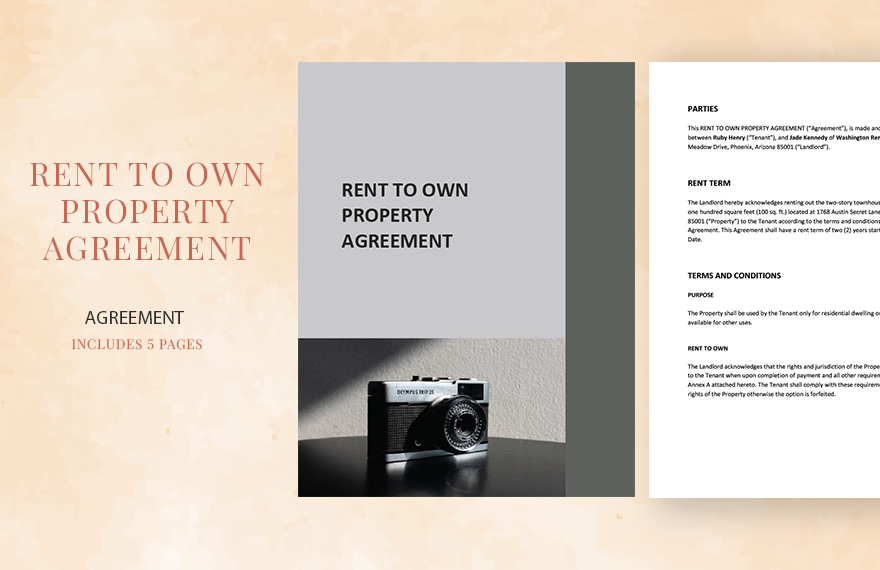 Rent To Own Property Agreement Template