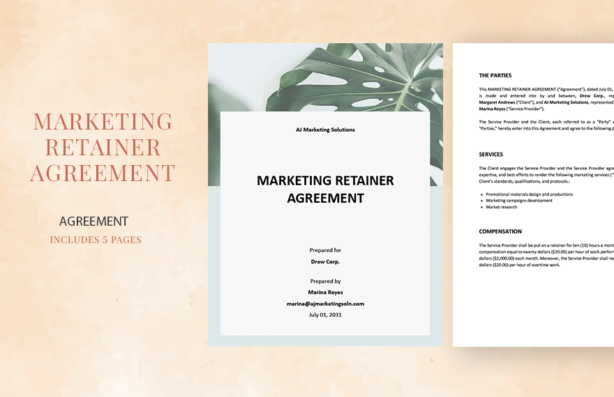 Marketing Retainer Agreement Template in Word, Google Docs, Apple Pages