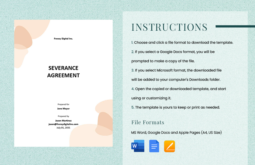 Sample Severance Agreement Template