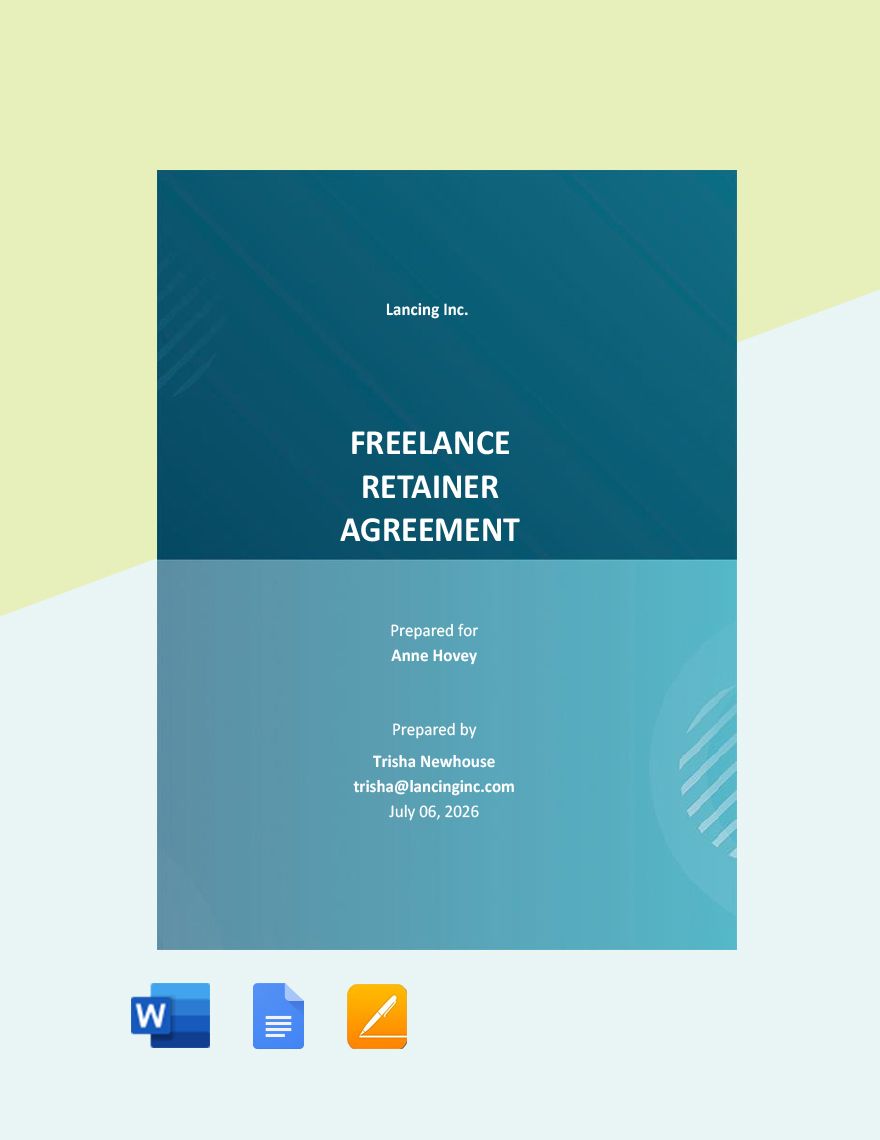 Freelance Retainer Agreement Template in Word, Google Docs, Apple Pages