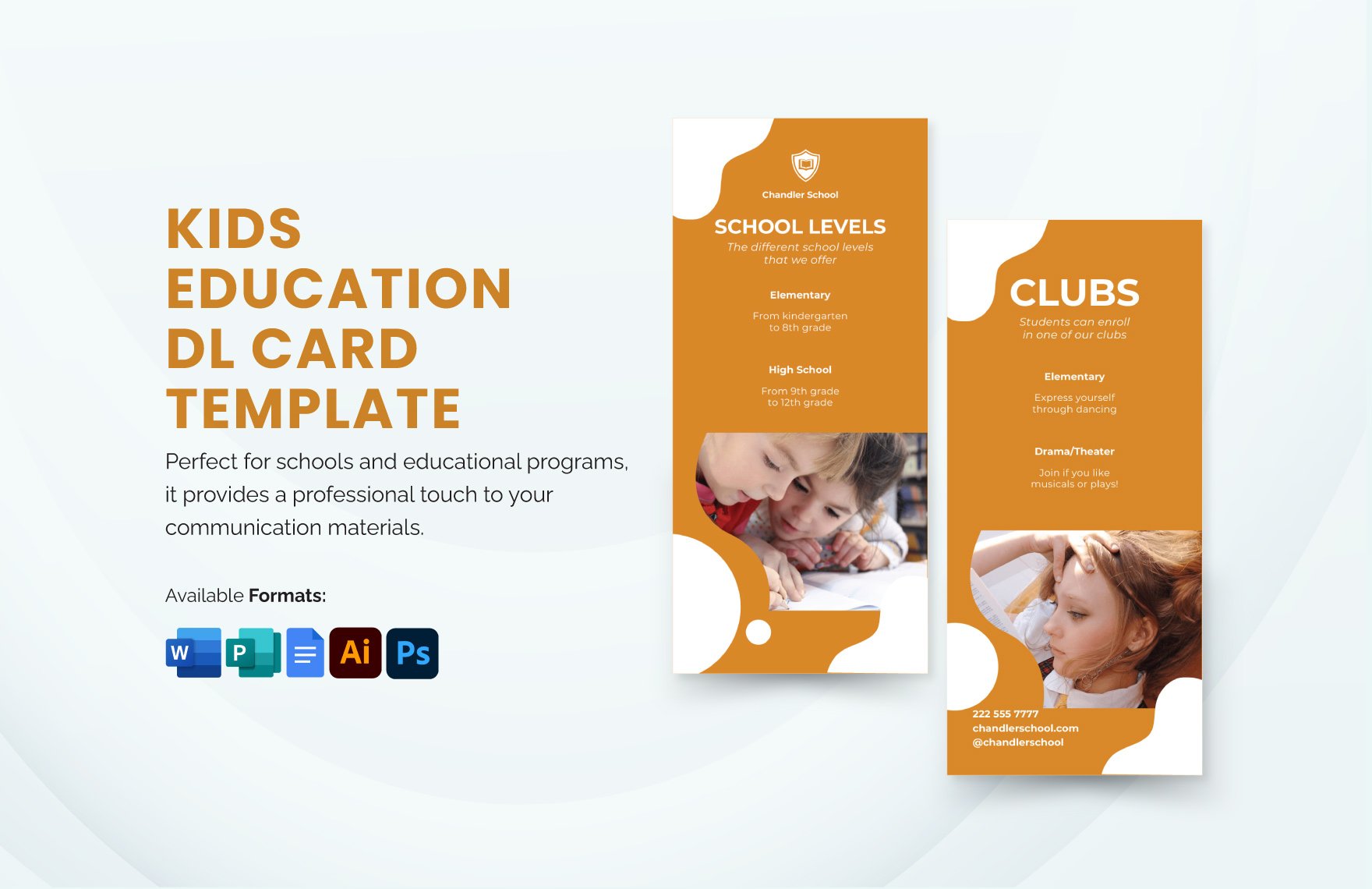 Kids Education DL Card Template in Word, Google Docs, Illustrator, PSD, Publisher