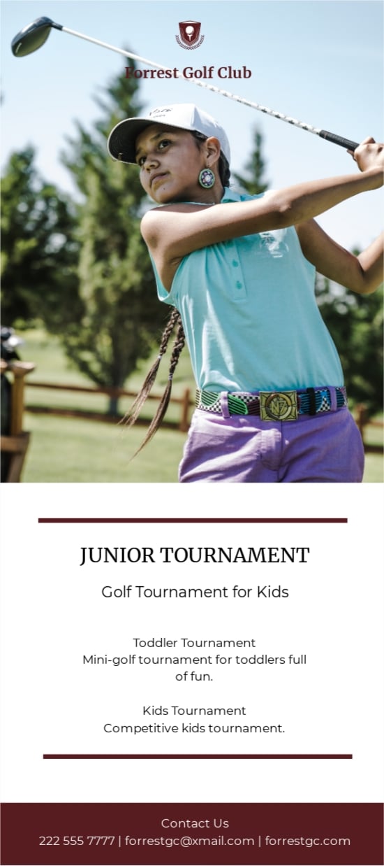 Free Golf Tournament DL Card Template