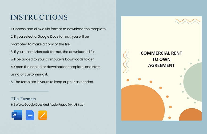 Commercial Rent To Own Agreement Template
