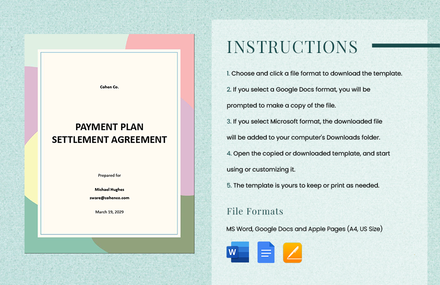 Payment Plan Settlement Agreement Template