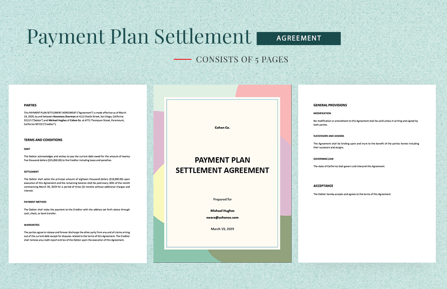 Payment Plan Settlement Agreement Template