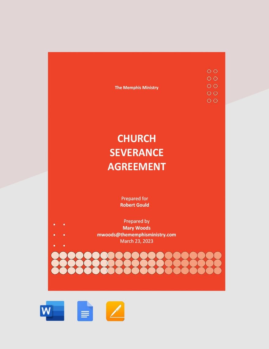 Church Severance Agreement Template