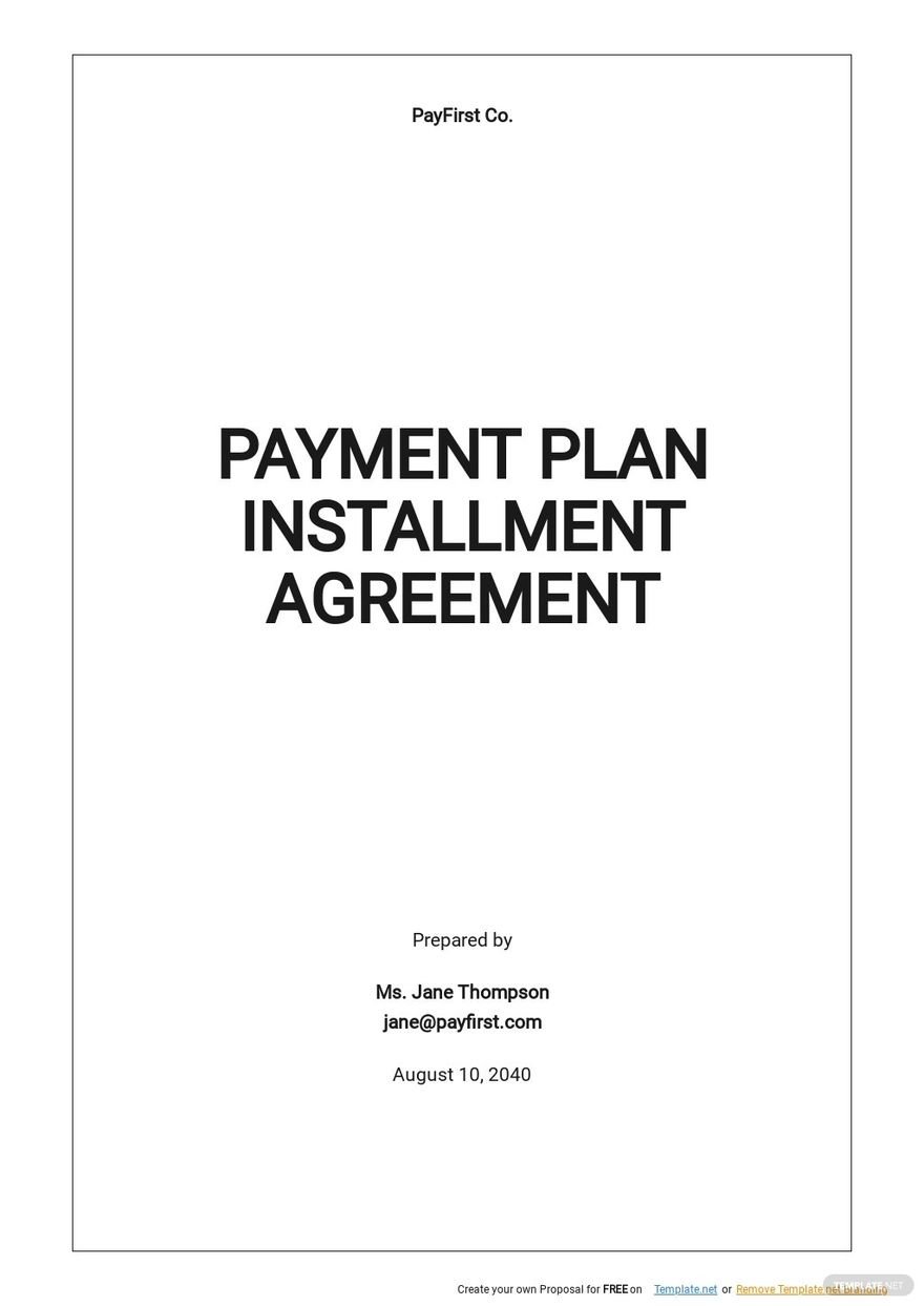 Installment Payment Agreement Template Free PDF Google Docs Word