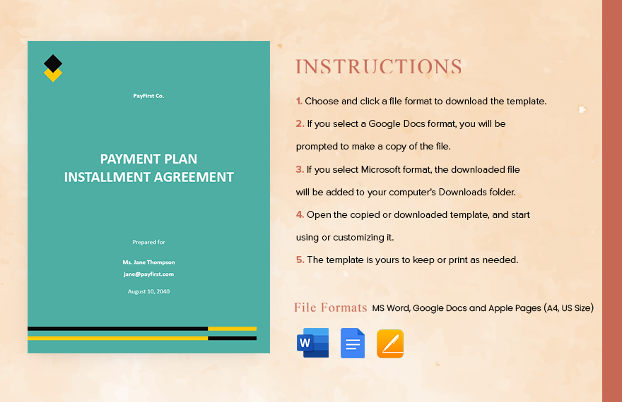 Payment Plan Installment Agreement Template