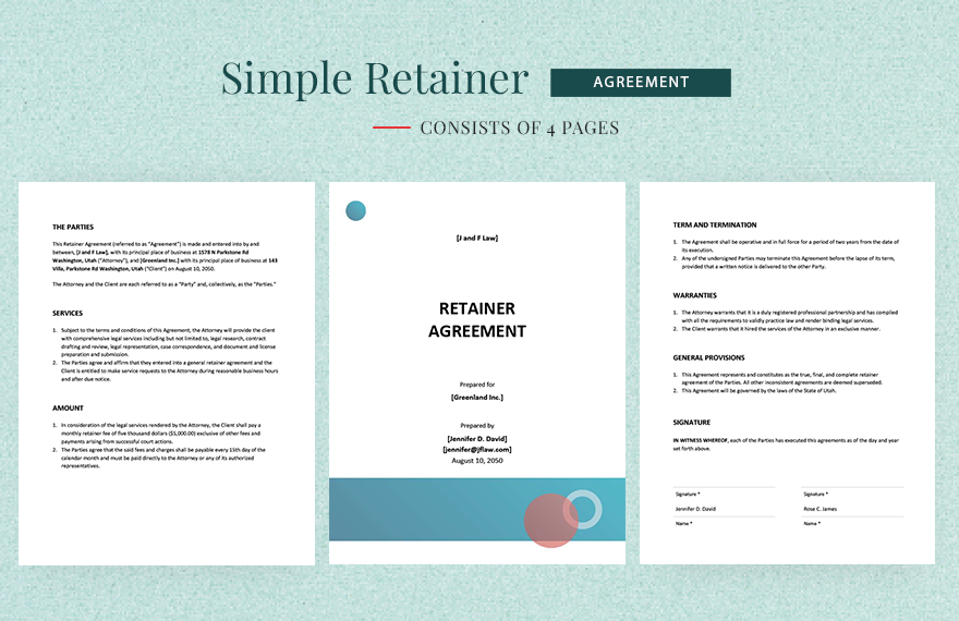 Simple Retainer Agreement Template