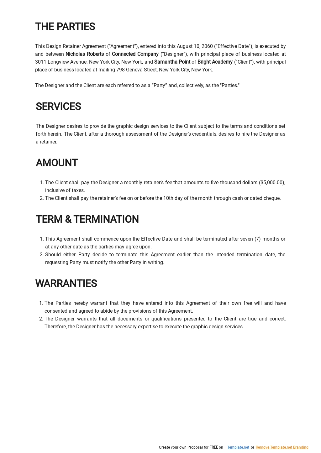 Design Retainer Agreement Template - Google Docs, Word  Template.net Intended For design retainer agreement templates