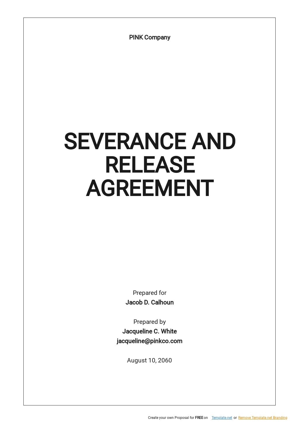 Free Severance and Release Agreement Template 