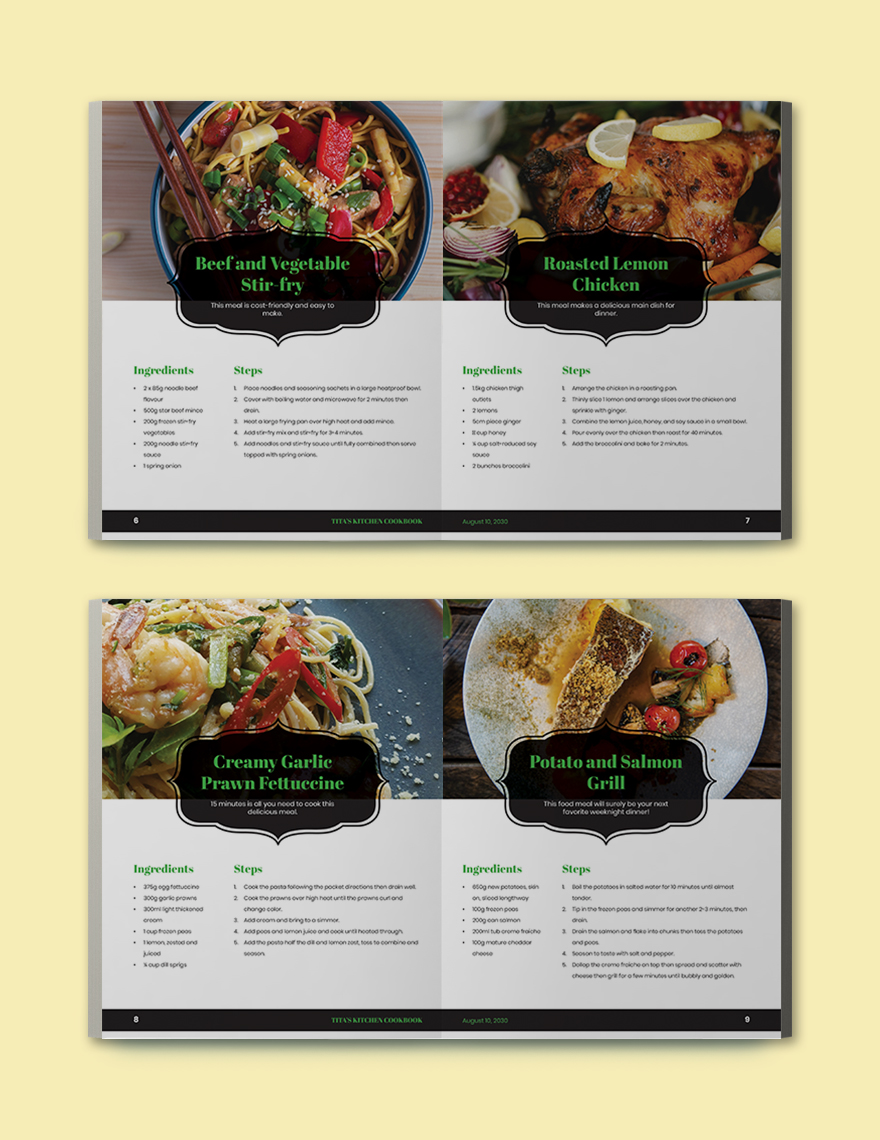 Sample Kitchen Cookbook Template