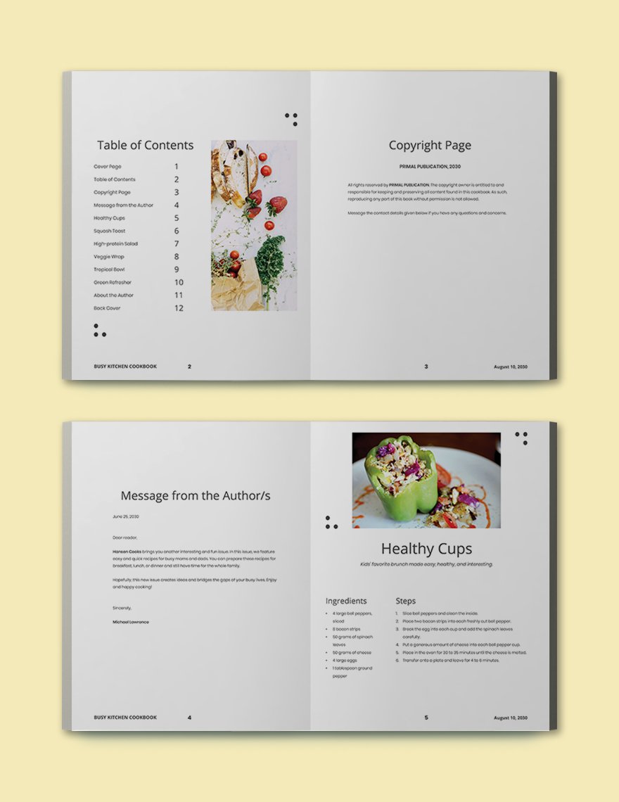Modern Kitchen Cookbook Template Format