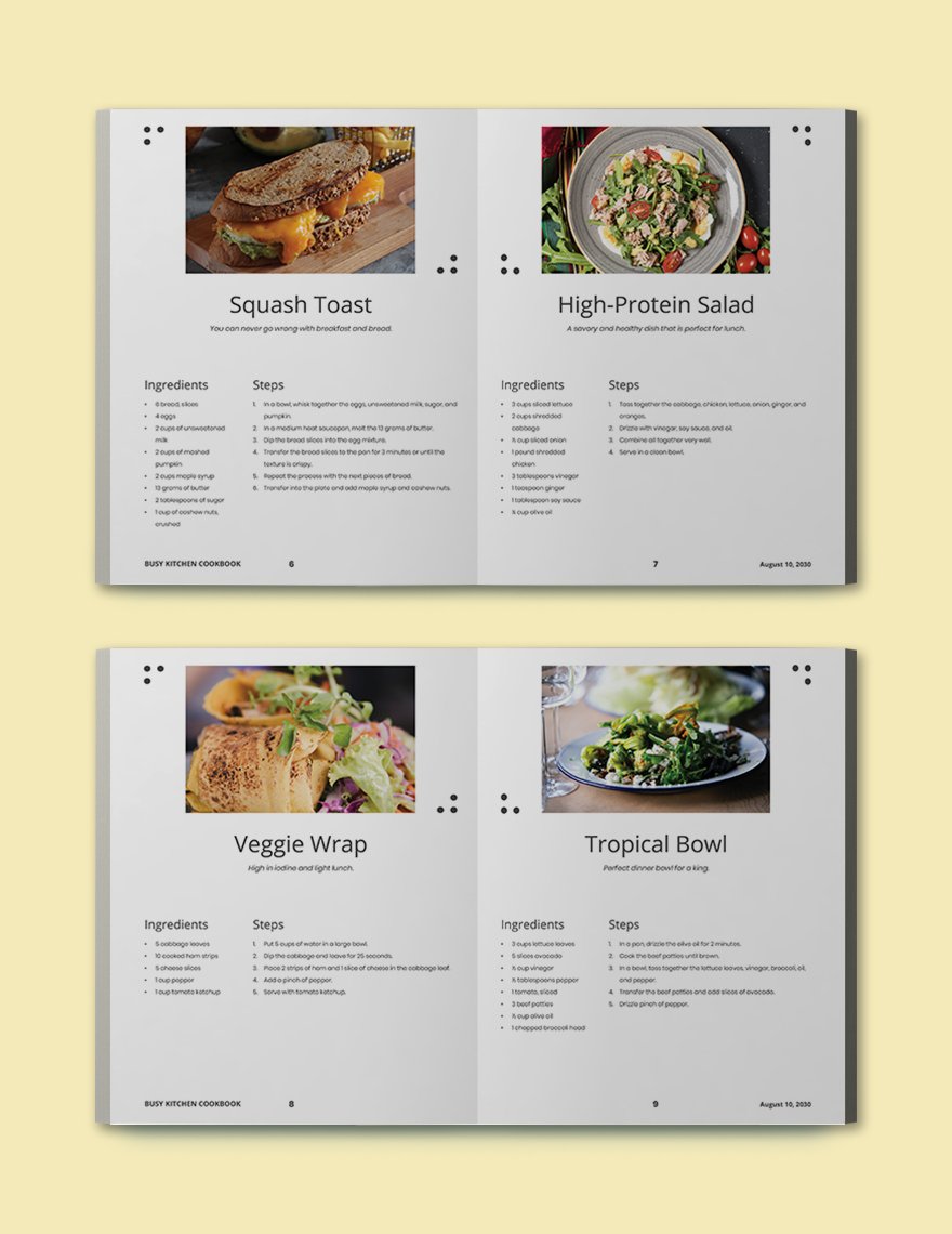 Modern Kitchen Cookbook Template Sample