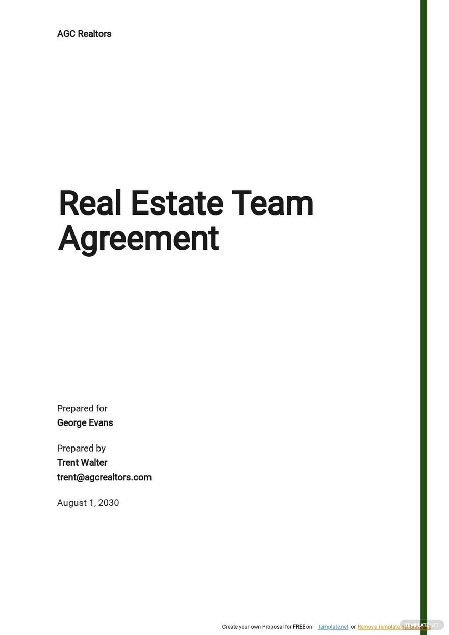 Real Estate Team Commission Split Agreement Template