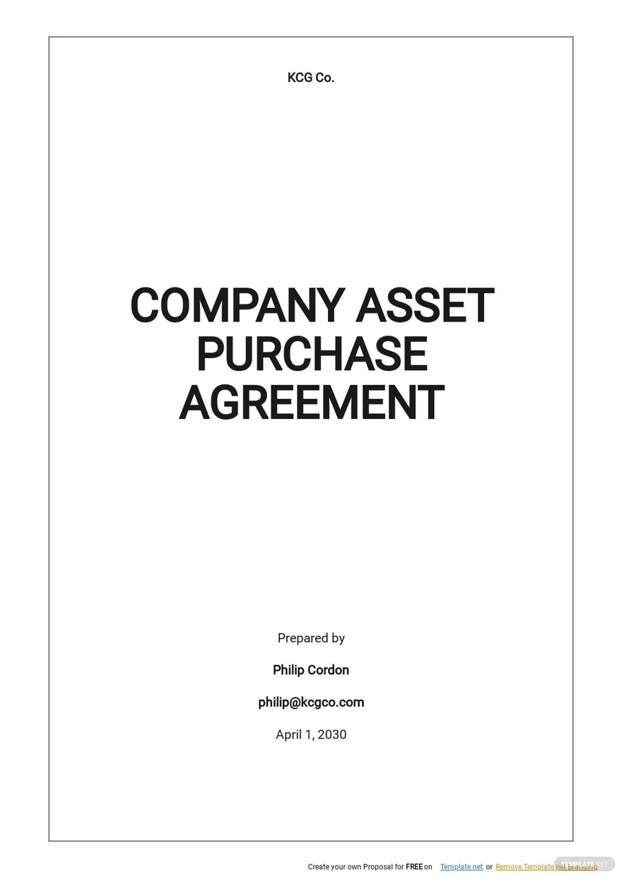 Company Asset Purchase Agreement Template