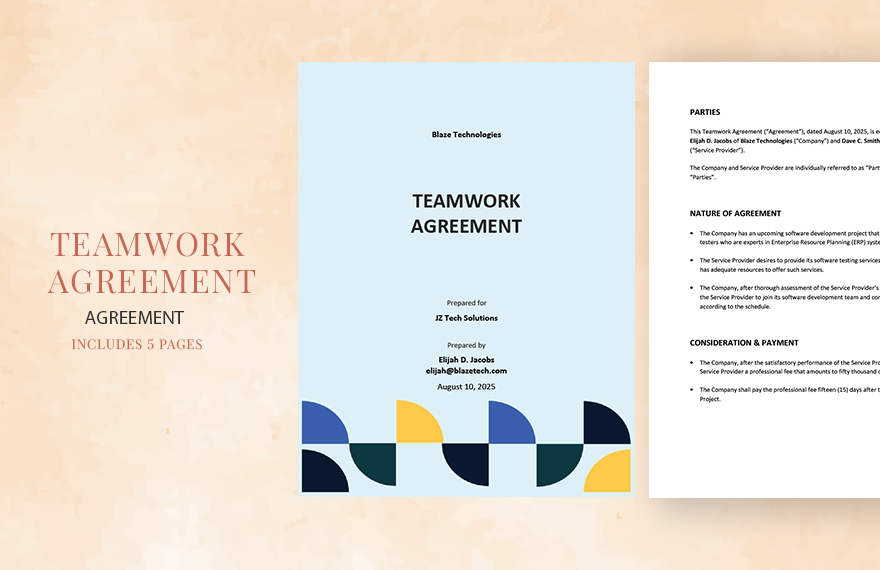Teamwork Agreement Template in Word, Google Docs, PDF, Apple Pages