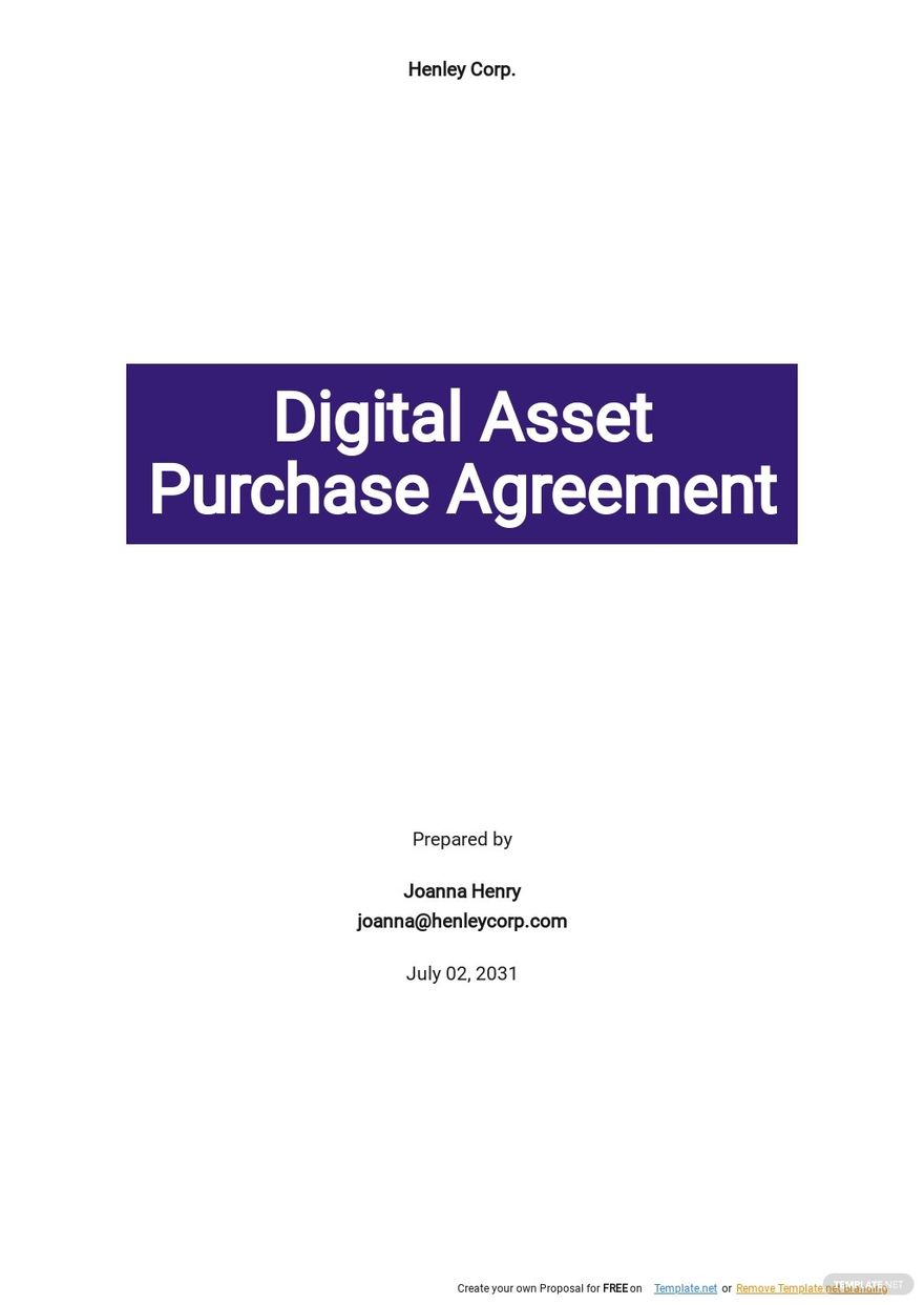 Free Digital Asset Purchase Agreement Template