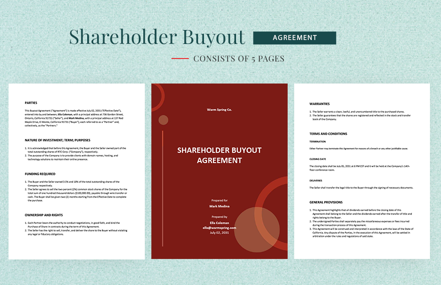 Shareholder Buyout Agreement Template