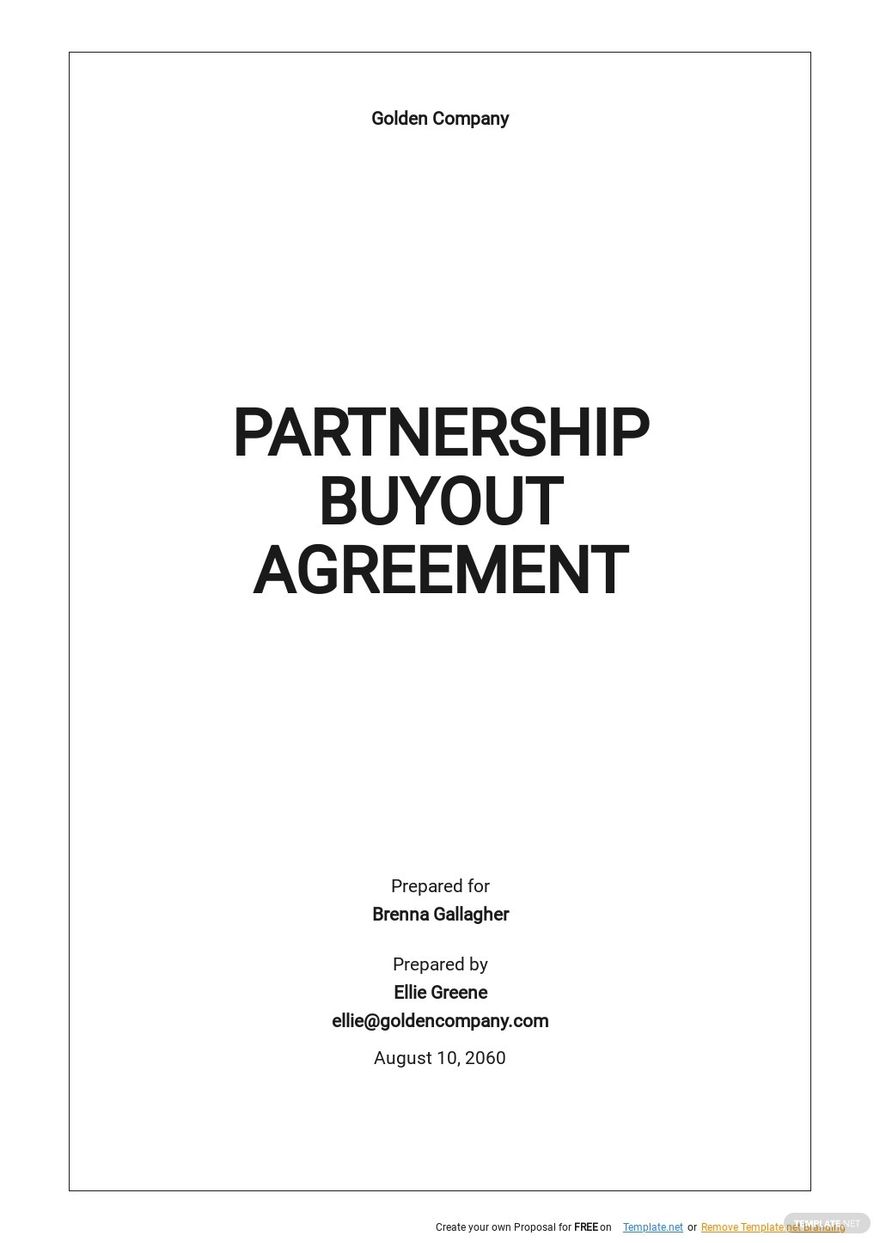 Partnership Buyout Agreement Template Google Docs, Word, Apple Pages