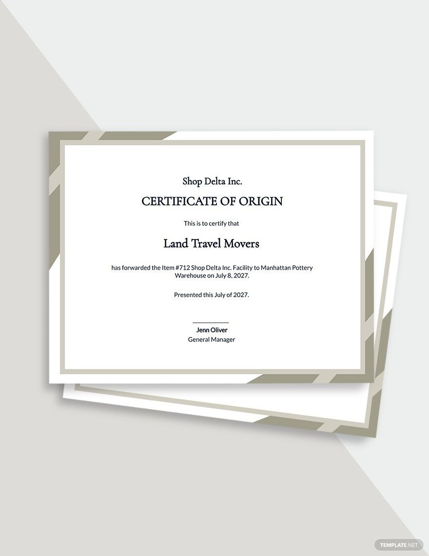 Certificate of Origin