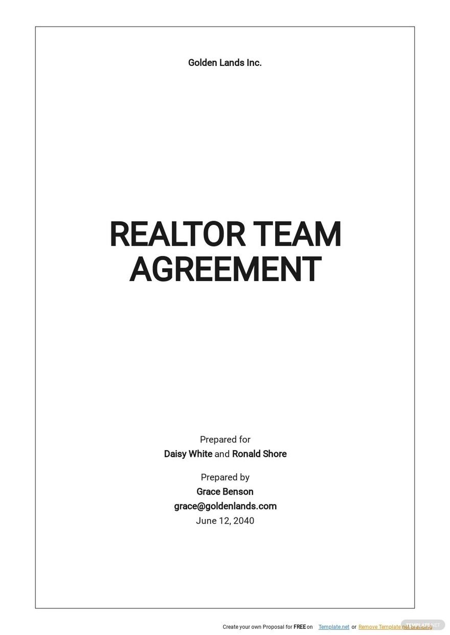 Real Estate Team Agreement Template