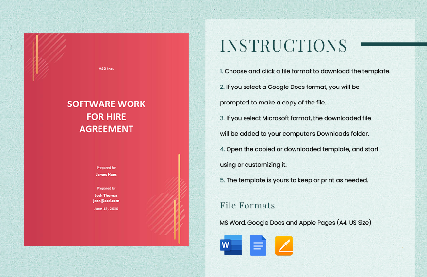 Software Work for Hire Agreement Template