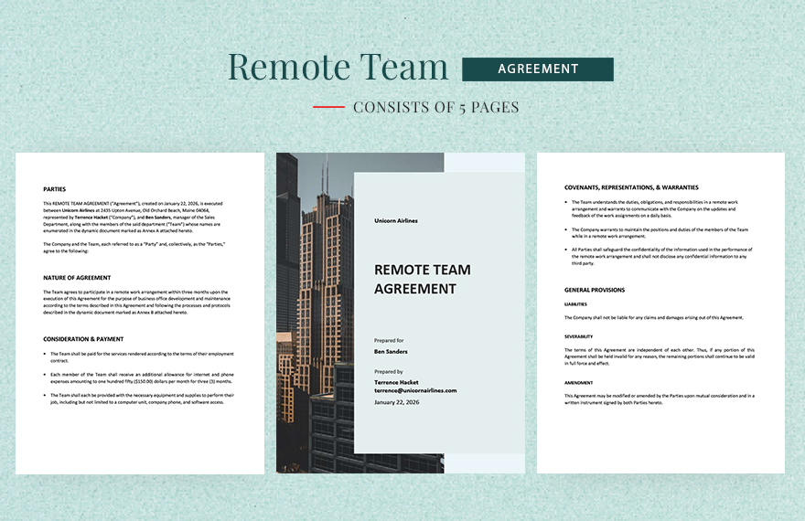 Remote Team Agreement Template in Word, Google Docs, PDF, Apple Pages