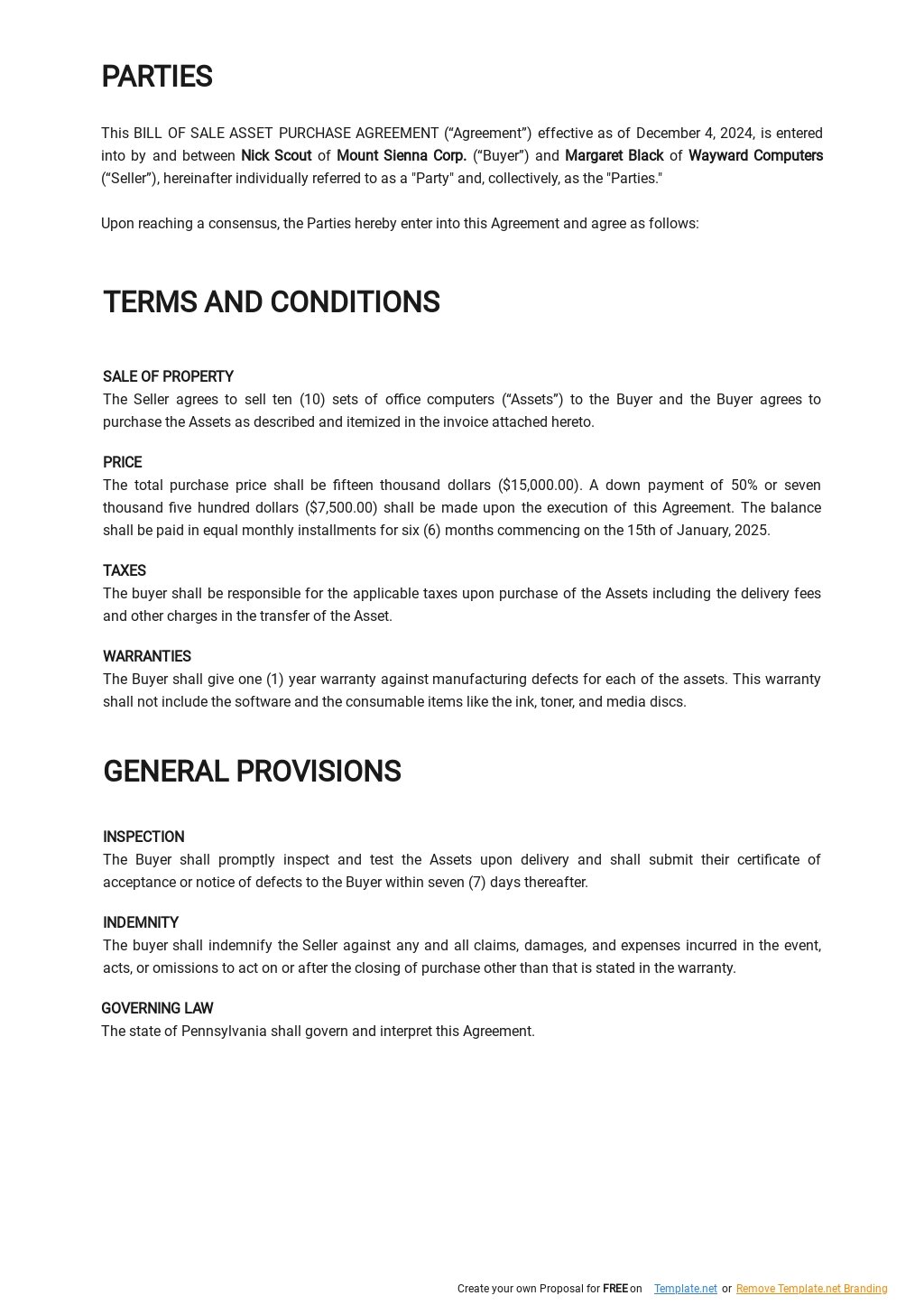 Bill Of Sale Asset Purchase Agreement Template 1.jpe