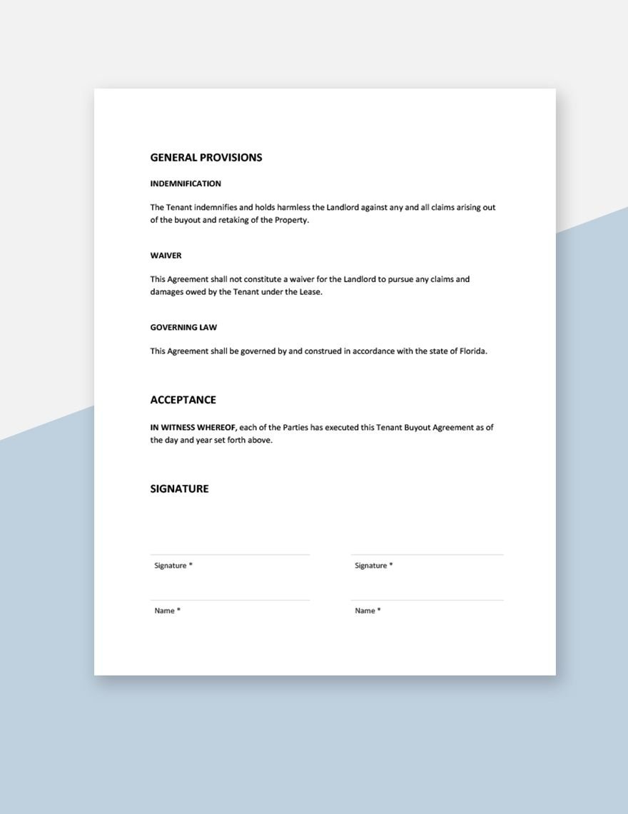 Tenant Buyout Agreement Template