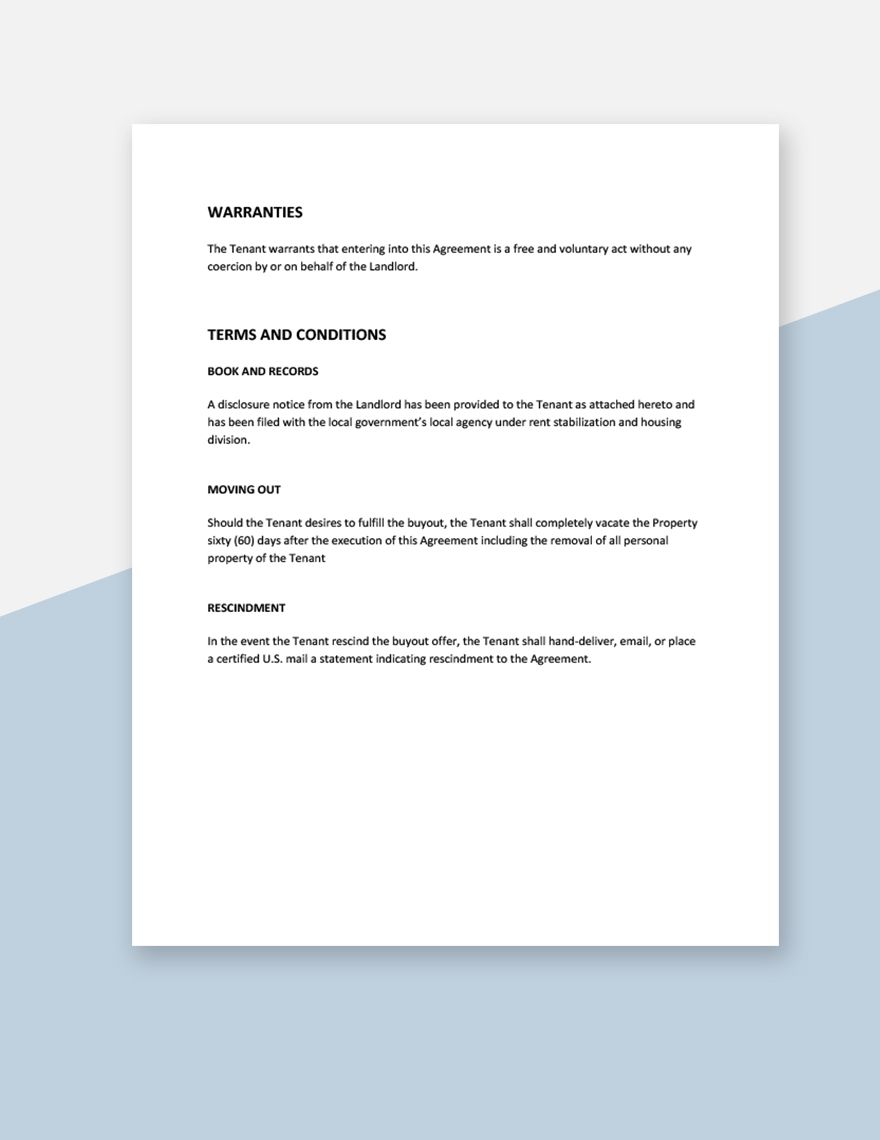 Tenant Buyout Agreement Template
